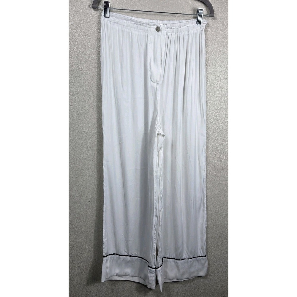 Free People Intimately Satin Pajama Lounge Pants White Wide Leg XS UK 8